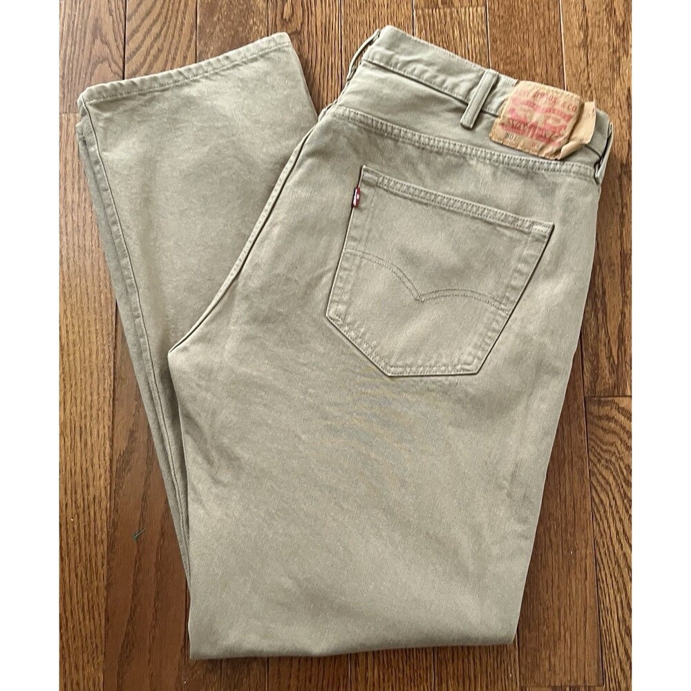 Levi's 501 Men's Button Fly Jeans 42x32 Beige Denim Made in Mexico Straight Leg